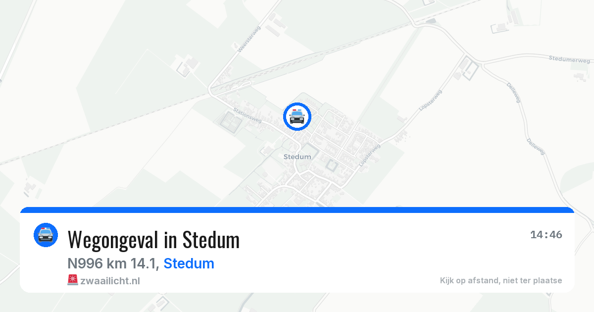 Wegongeval in Stedum — 17 mrt 2026