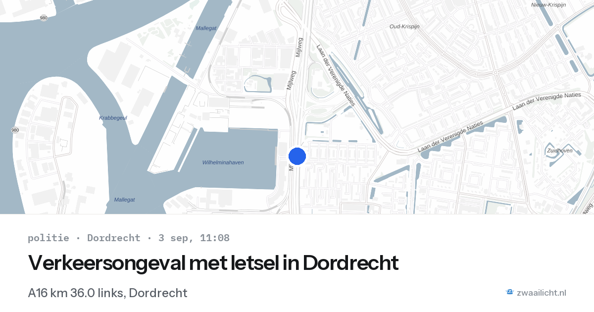 Verkeersongeval met letsel in Dordrecht — 3 sep 2026
