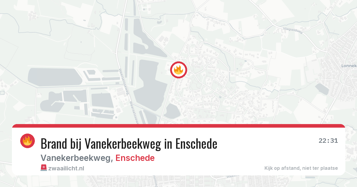 Brand bij Vanekerbeekweg in Enschede — 24 jun 2026