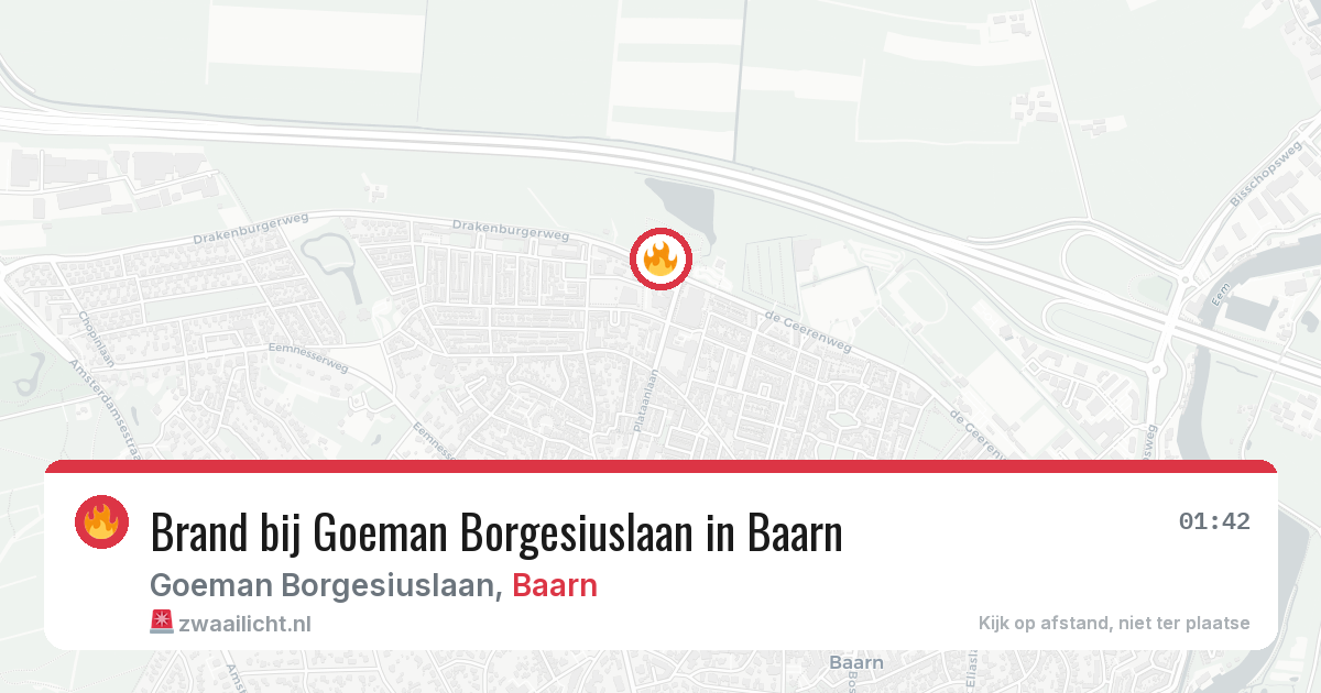 Brand bij Goeman Borgesiuslaan in Baarn — 18 jun 2026