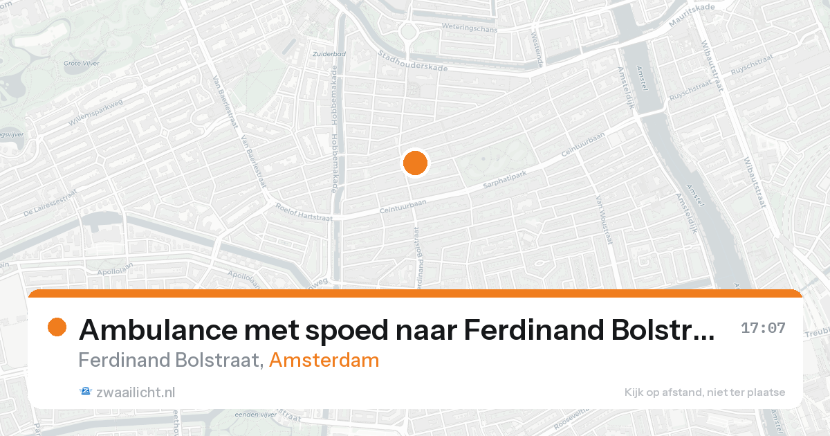 Ambulance met spoed naar Ferdinand Bolstraat in Amsterdam — 16 aug 2026