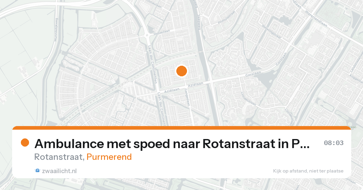 Ambulance met spoed naar Rotanstraat in Purmerend — 18 aug 2026