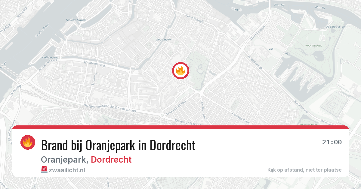 Brand bij Oranjepark in Dordrecht — 9 aug 2026