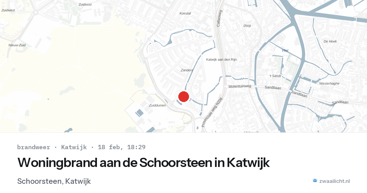 Woningbrand aan de Schoorsteen in Katwijk — 18 feb 2026