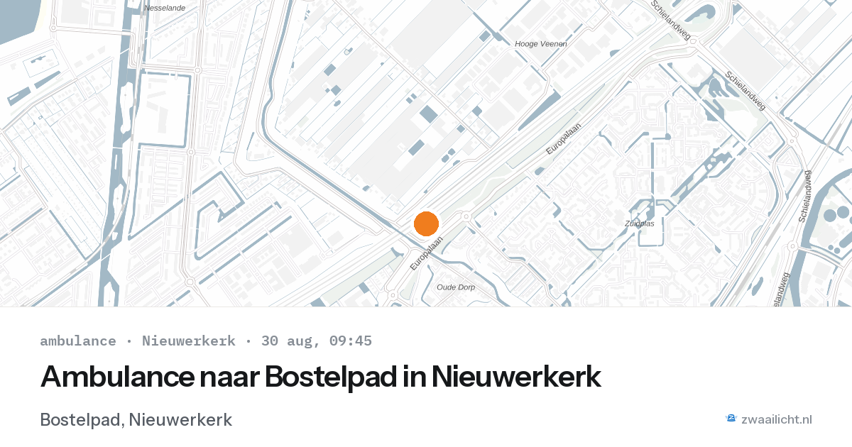 Ambulance naar Bostelpad in Nieuwerkerk — 30 aug 2026