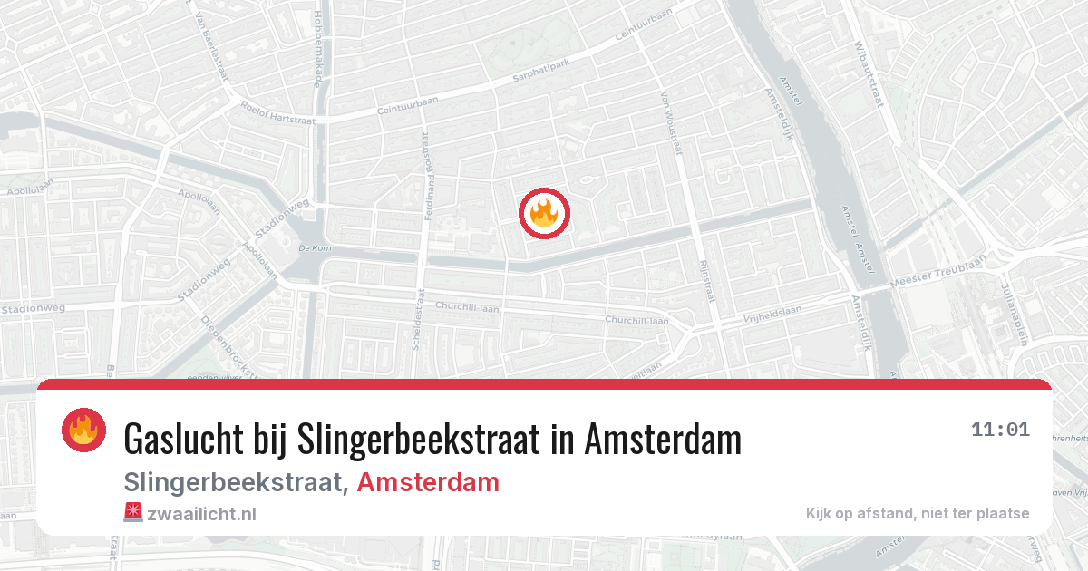 Gaslucht bij Slingerbeekstraat in Amsterdam — 14 aug 2026