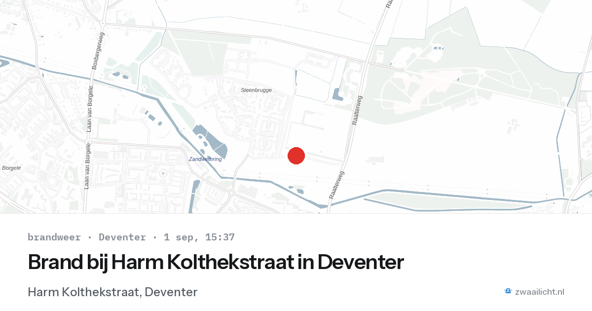 Brand bij Harm Kolthekstraat in Deventer — 1 sep 2026