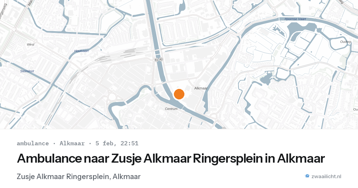 Ambulance naar Zusje Alkmaar Ringersplein in Alkmaar — 5 feb 2026