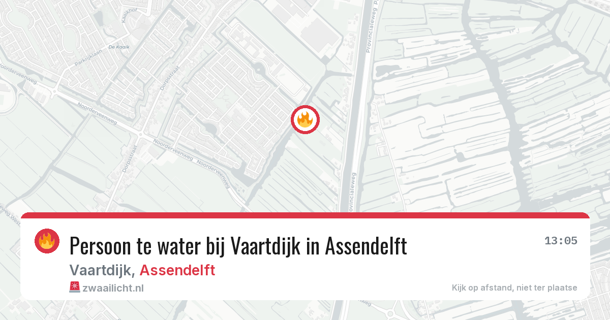 Persoon te water bij Vaartdijk in Assendelft — 15 jun 2026