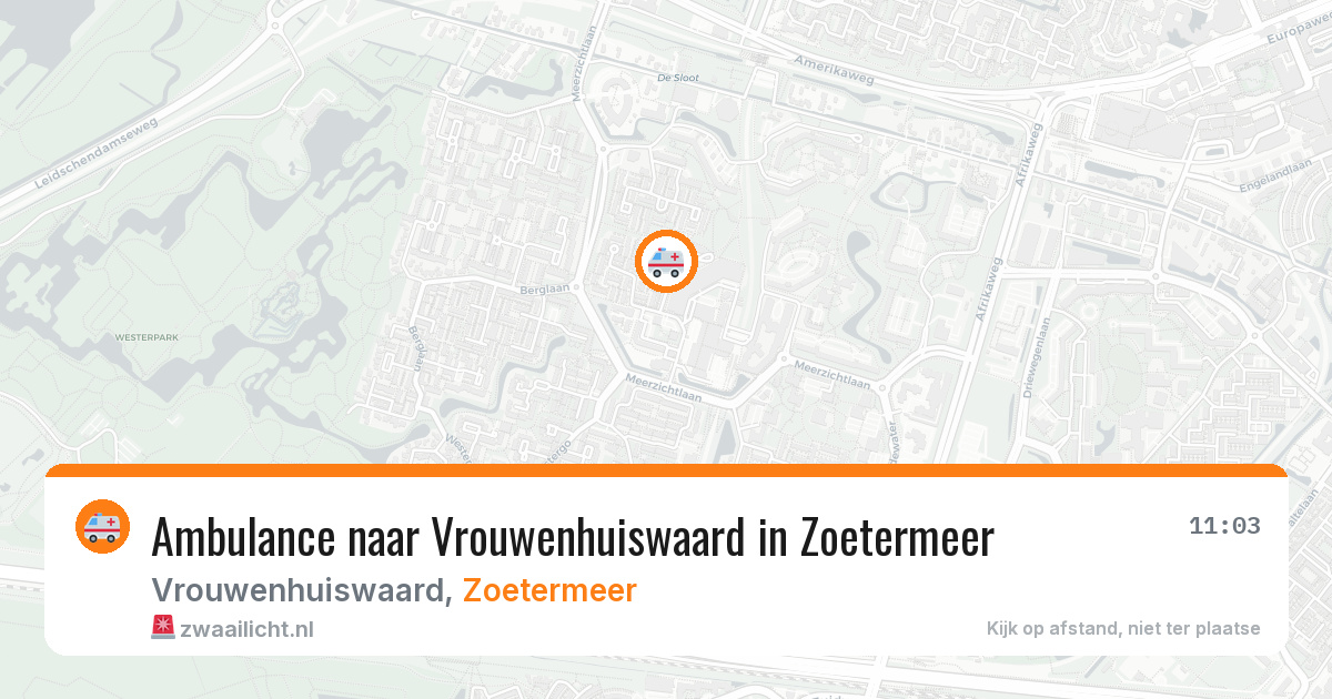 Ambulance naar Vrouwenhuiswaard in Zoetermeer — 20 apr 2026