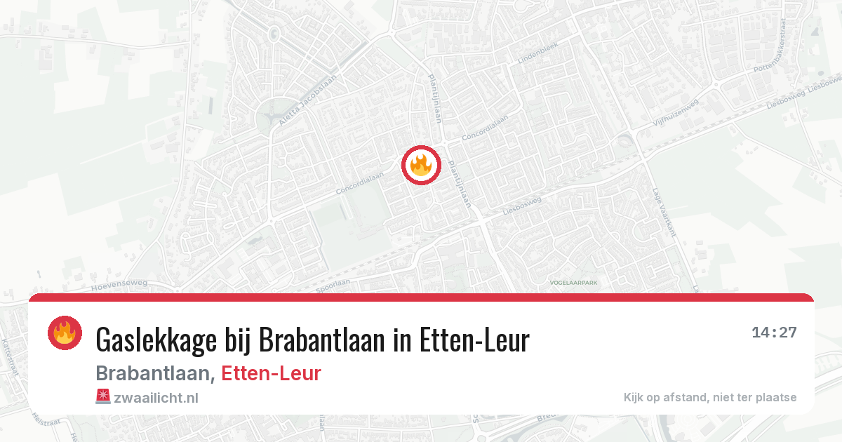 Gaslekkage bij Brabantlaan in Etten-Leur — 27 jun 2026