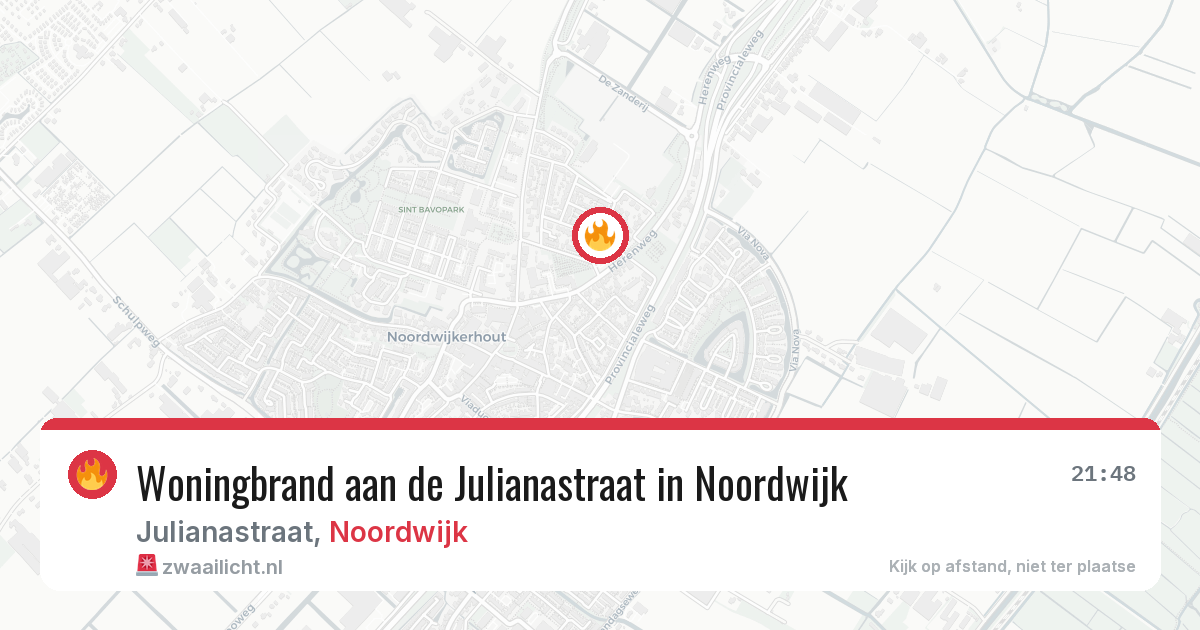 Woningbrand aan de Julianastraat in Noordwijk — 26 jan 2026