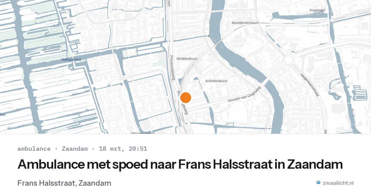 Ambulance met spoed naar Frans Halsstraat in Zaandam — 18 mrt 2026