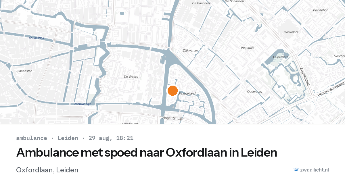 Ambulance met spoed naar Oxfordlaan in Leiden — 29 aug 2026