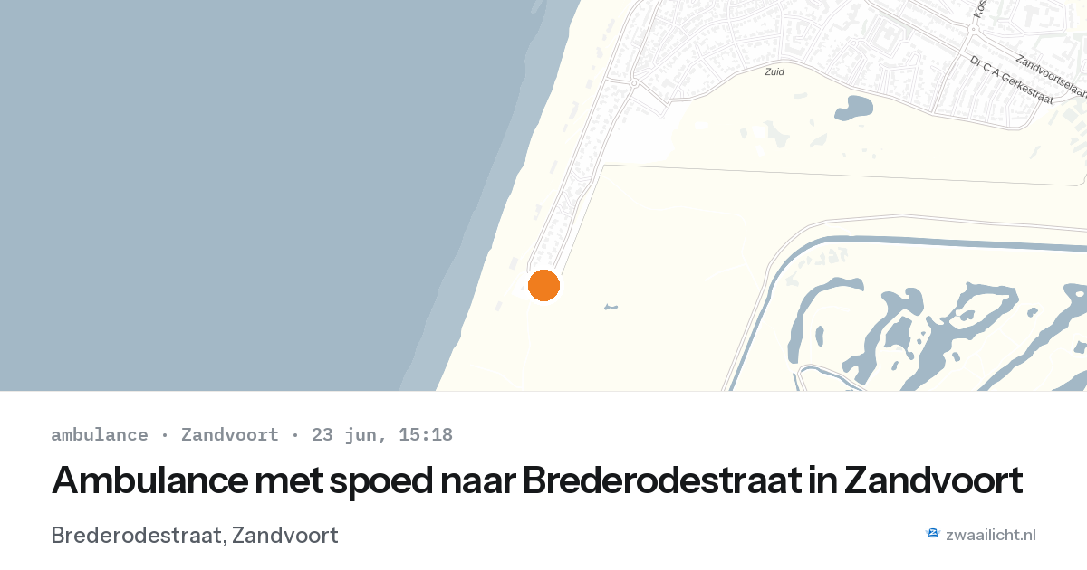 Ambulance met spoed naar Brederodestraat in Zandvoort — 23 jun 2026