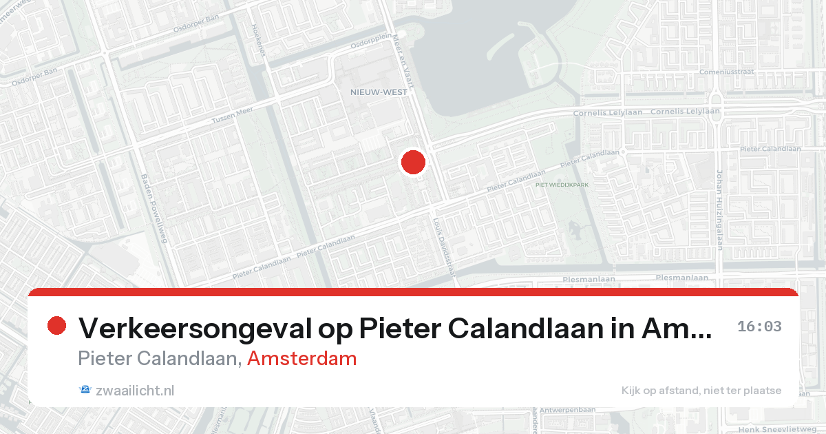 Verkeersongeval op Pieter Calandlaan in Amsterdam — 24 aug 2026