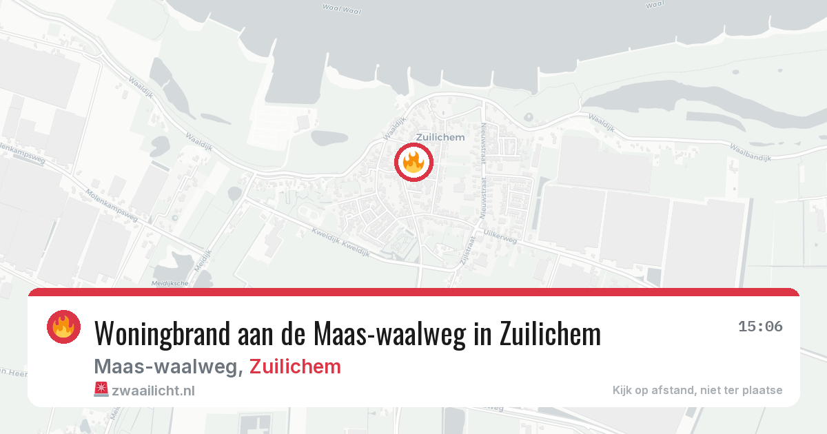 Woningbrand aan de Maas-waalweg in Zuilichem — 30 jul 2026