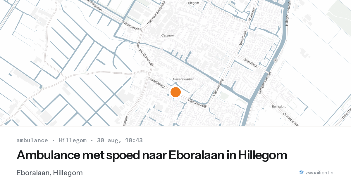 Ambulance met spoed naar Eboralaan in Hillegom — 30 aug 2026