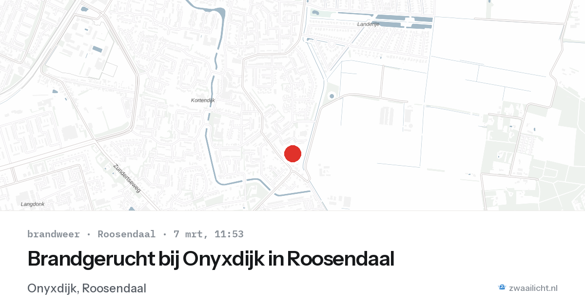 Brandgerucht bij Onyxdijk in Roosendaal — 7 mrt 2026