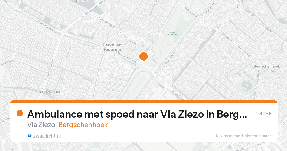 Ambulance met spoed naar Via Ziezo in Bergschenhoek — 23 aug 2026