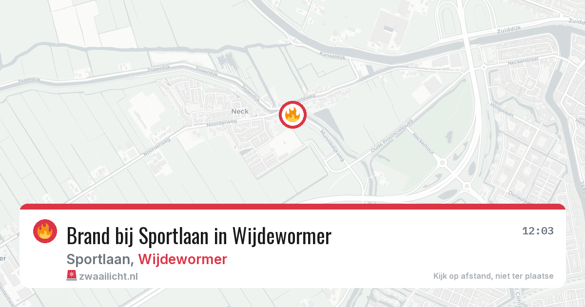 Brand bij Sportlaan in Wijdewormer — 2 jul 2026