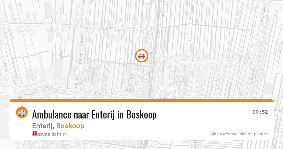 Ambulance naar Enterij in Boskoop — 29 jul 2026