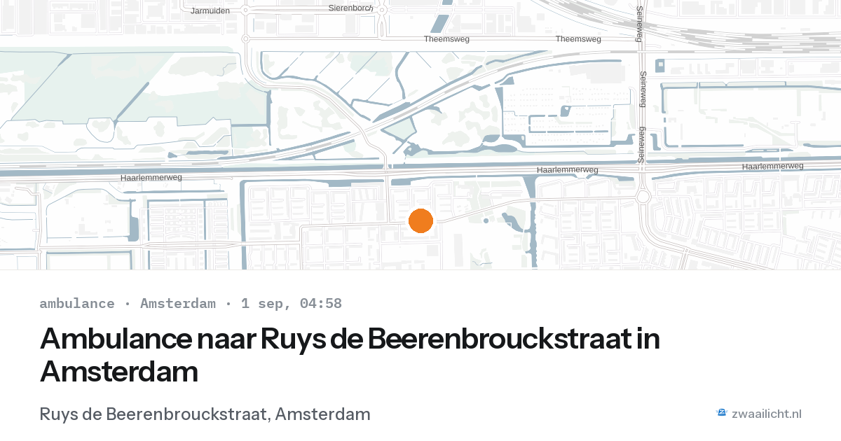 Ambulance naar Ruys de Beerenbrouckstraat in Amsterdam — 1 sep 2026