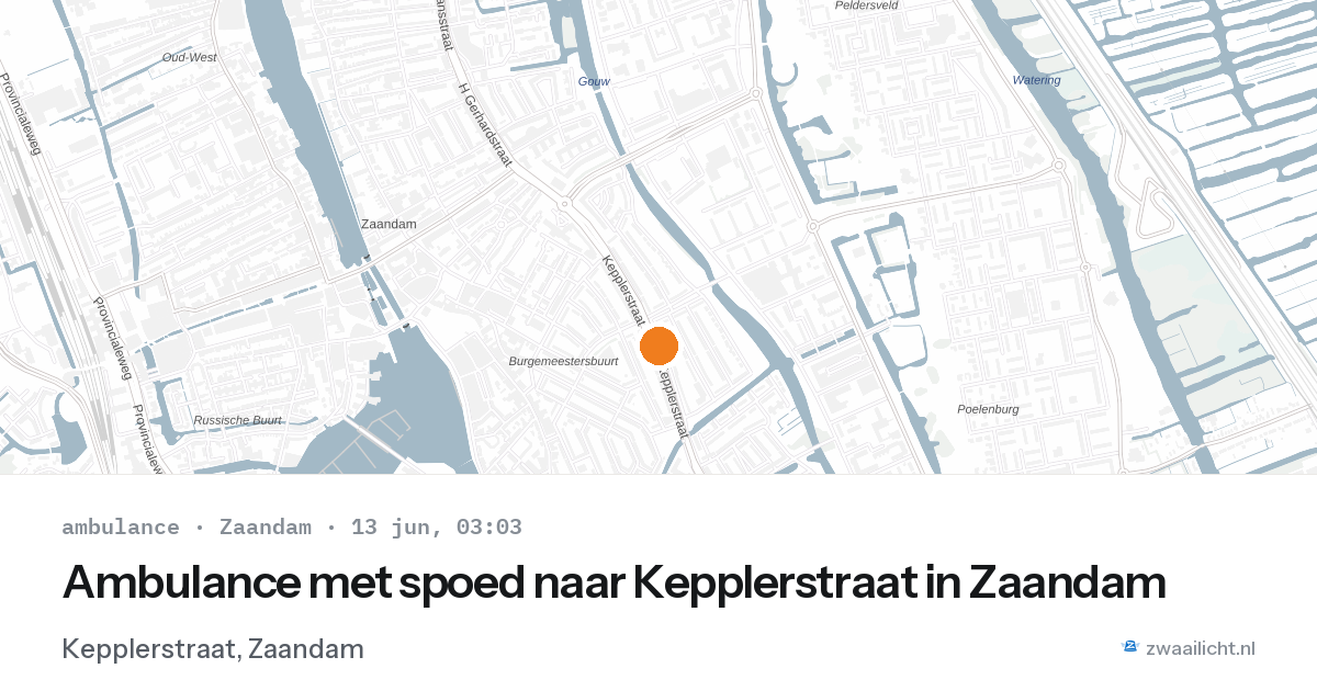 Ambulance met spoed naar Kepplerstraat in Zaandam — 13 jun 2026