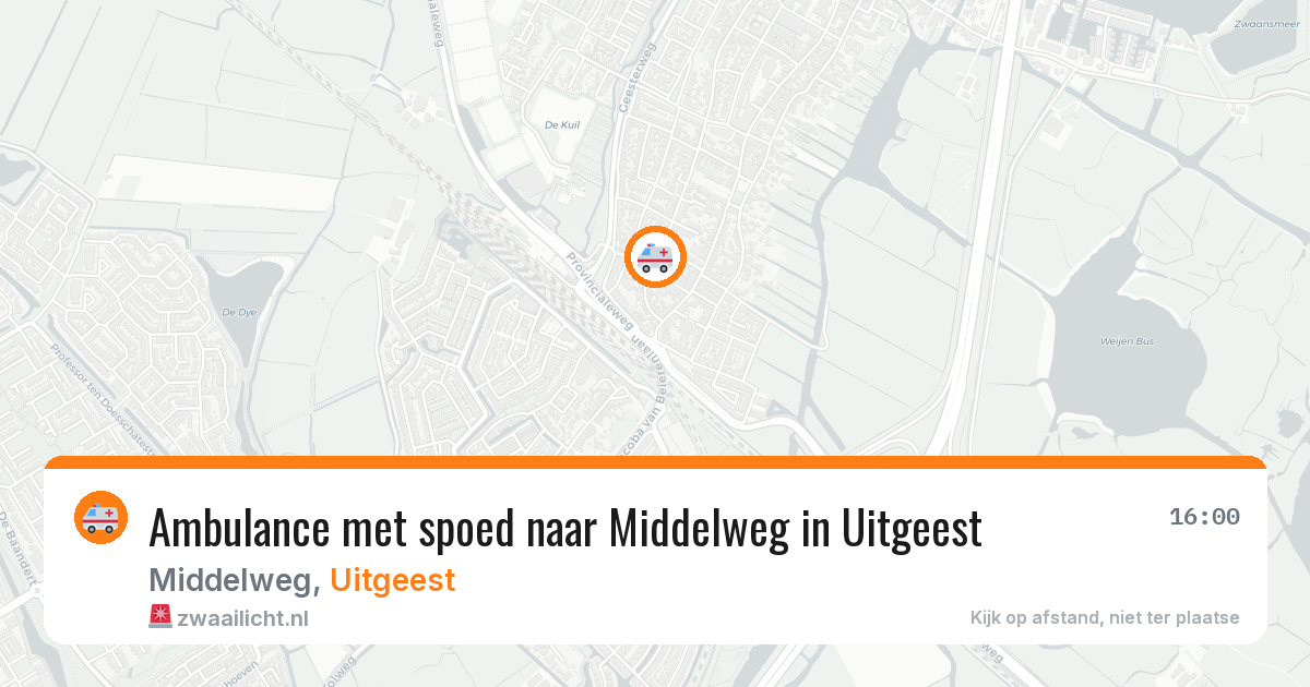 Ambulance met spoed naar Middelweg in Uitgeest — 16 jun 2026