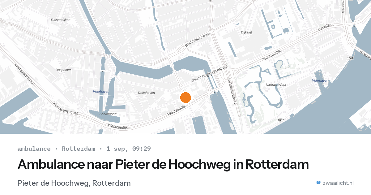 Ambulance naar Pieter de Hoochweg in Rotterdam — 1 sep 2026