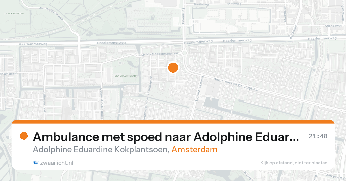 Ambulance met spoed naar Adolphine Eduardine Kokplantsoen in Amsterdam — 22 aug 2026