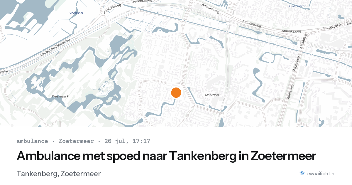 Ambulance met spoed naar Tankenberg in Zoetermeer — 20 jul 2026