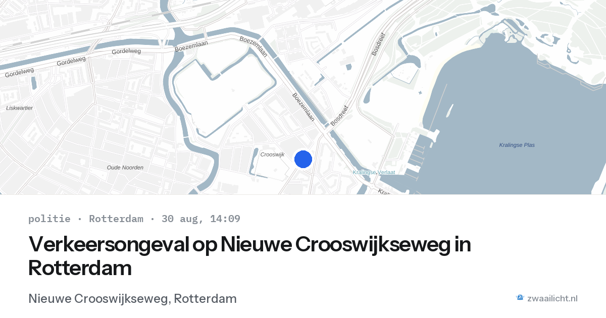Verkeersongeval op Nieuwe Crooswijkseweg in Rotterdam — 30 aug 2026