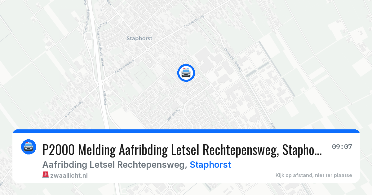 P2000 Melding Aafribding Letsel Rechtepensweg, Staphorst — 7 mei 2026