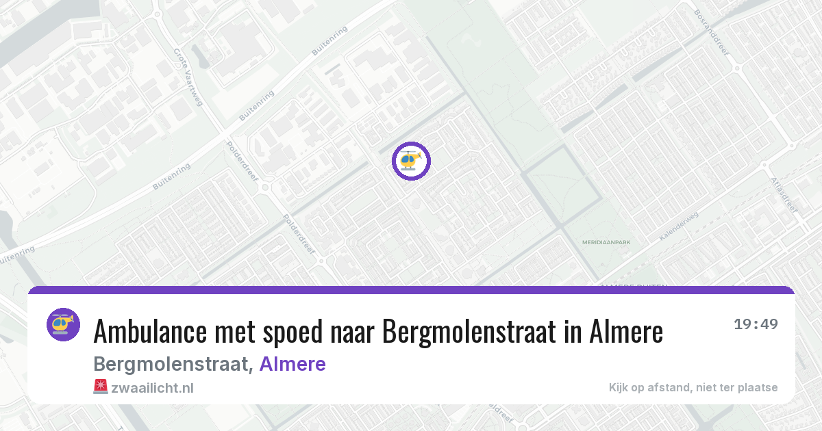 Ambulance met spoed naar Bergmolenstraat in Almere — 13 aug 2026