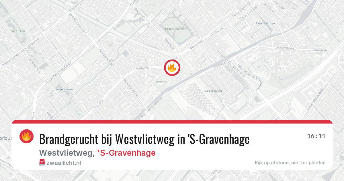 Brandgerucht bij Westvlietweg in 'S-Gravenhage — 31 jul 2026