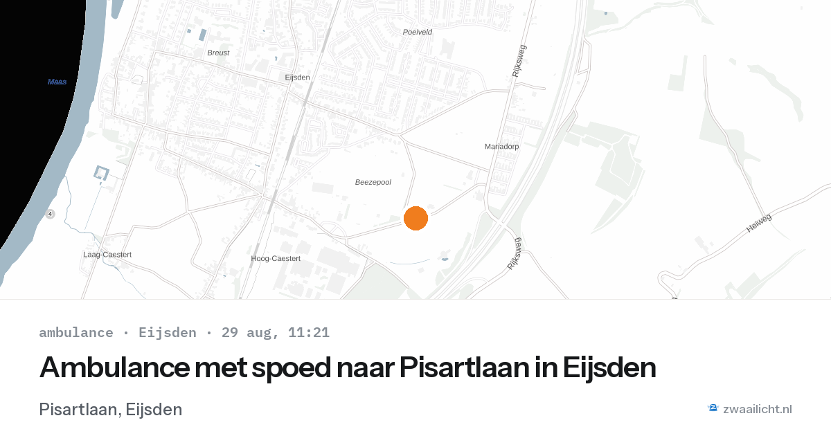 Ambulance met spoed naar Pisartlaan in Eijsden — 29 aug 2026