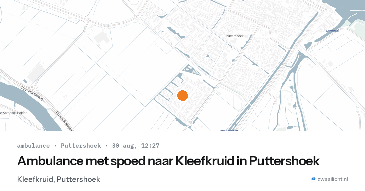 Ambulance met spoed naar Kleefkruid in Puttershoek — 30 aug 2026
