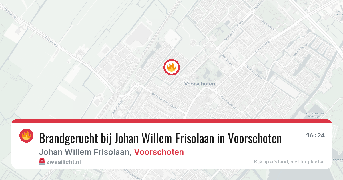 Brandgerucht bij Johan Willem Frisolaan in Voorschoten — 25 jun 2026