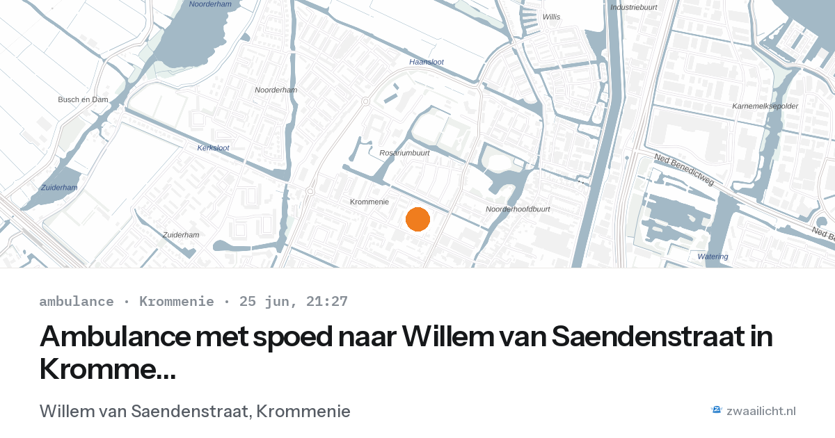 Ambulance met spoed naar Willem van Saendenstraat in Krommenie — 25 jun 2026