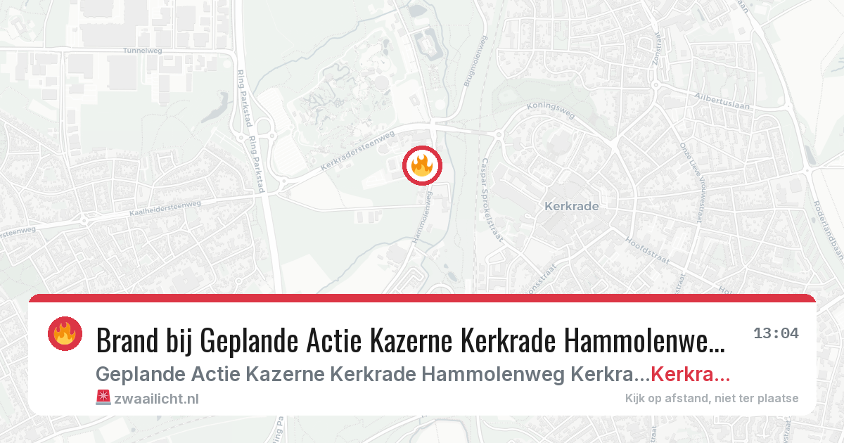 Brand bij Geplande Actie Kazerne Kerkrade Hammolenweg Kerkrade in Kerkrade — 20 jul 2026