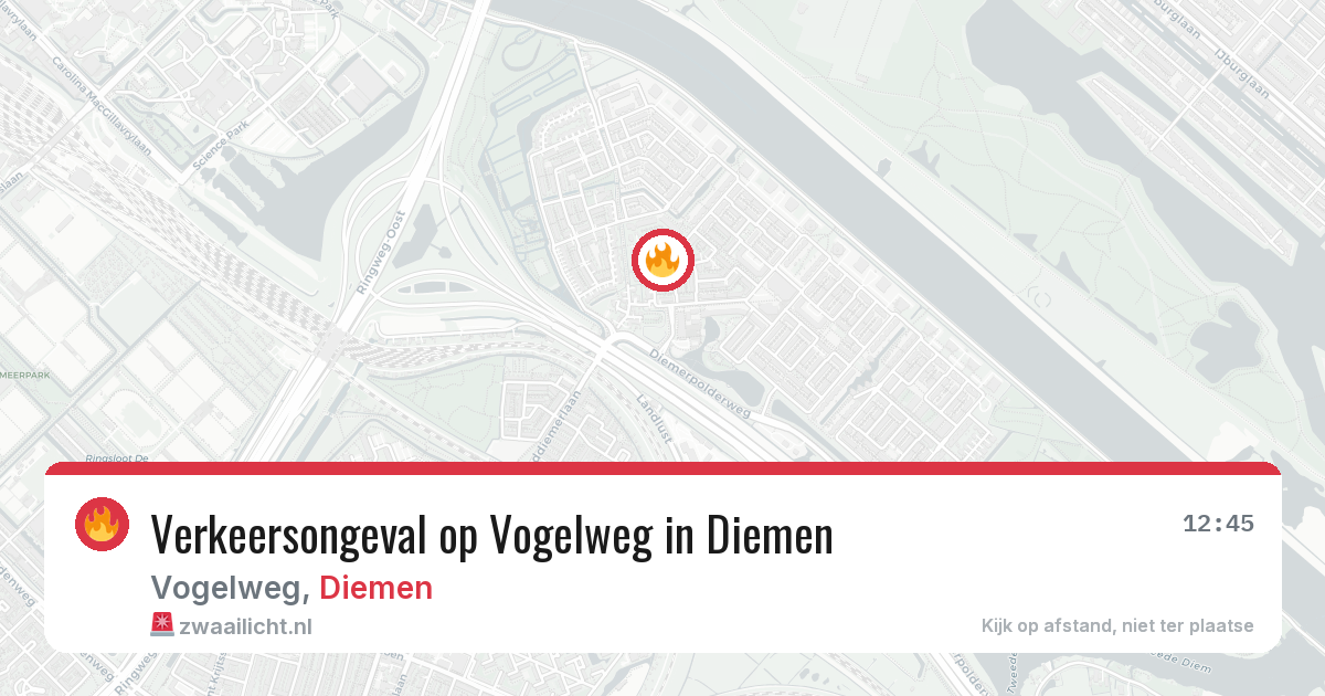 Verkeersongeval op Vogelweg in Diemen — 8 aug 2026
