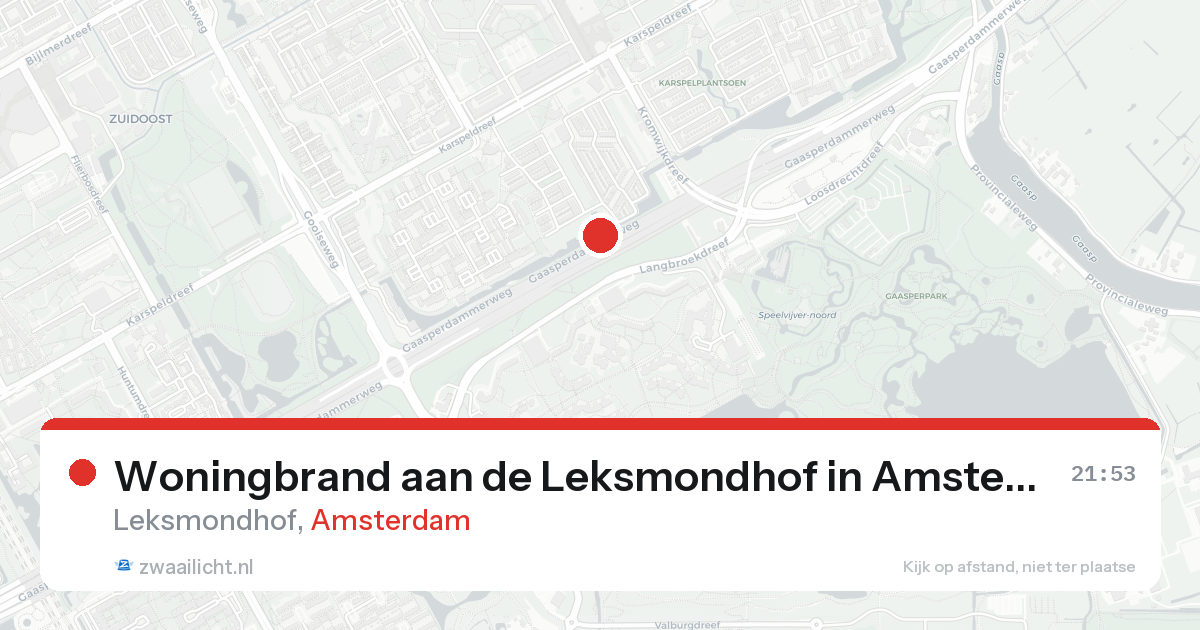 Woningbrand aan de Leksmondhof in Amsterdam — 9 jun 2026