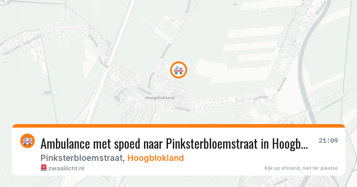 Ambulance met spoed naar Pinksterbloemstraat in Hoogblokland — 10 jul 2026