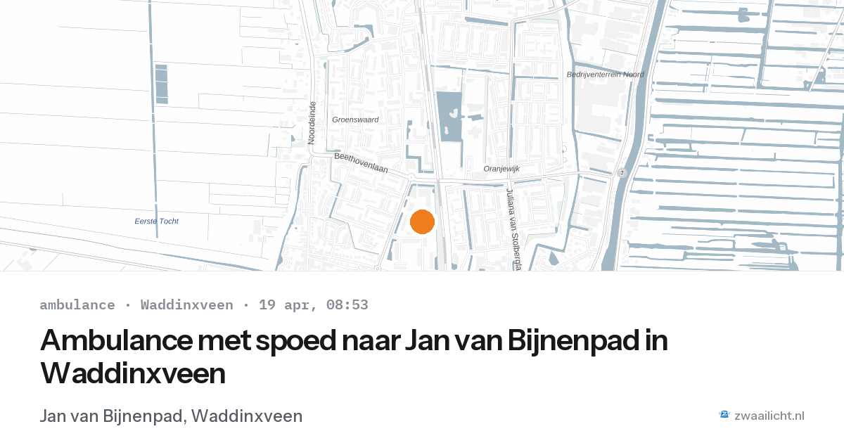 Ambulance met spoed naar Jan van Bijnenpad in Waddinxveen — 19 apr 2026