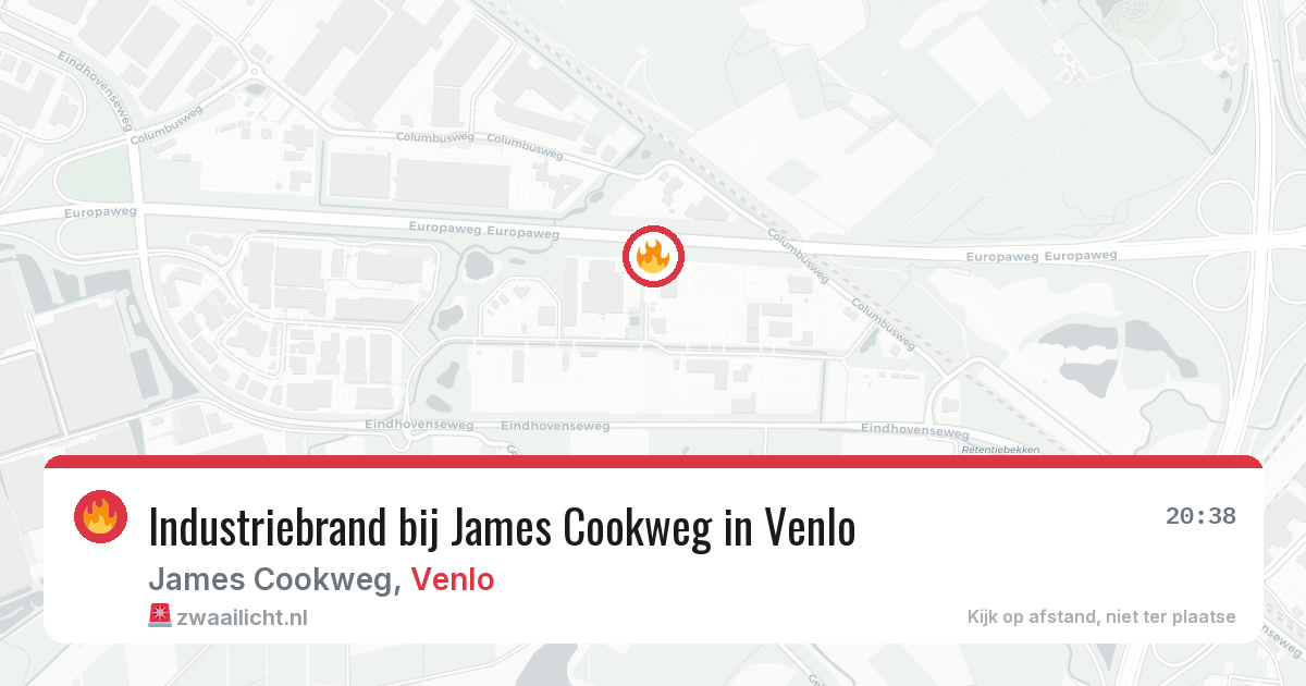 Industriebrand bij James Cookweg in Venlo — 22 apr 2026