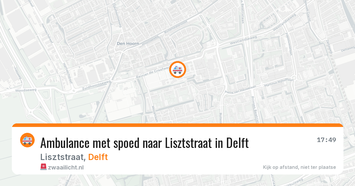 Ambulance met spoed naar Lisztstraat in Delft — 26 jul 2026