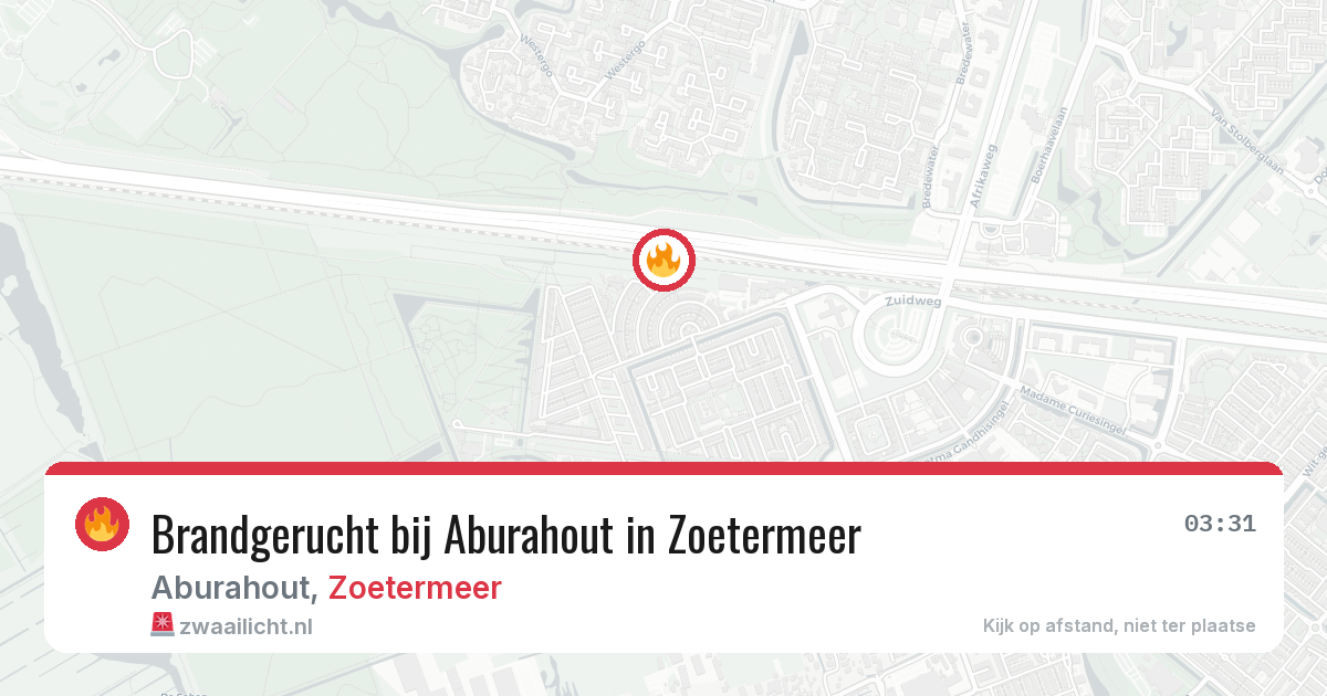 Brandgerucht bij Aburahout in Zoetermeer — 31 mei 2026