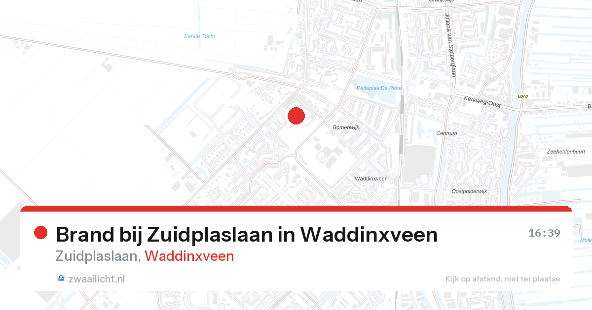 Brand bij Zuidplaslaan in Waddinxveen — 10 mei 2026