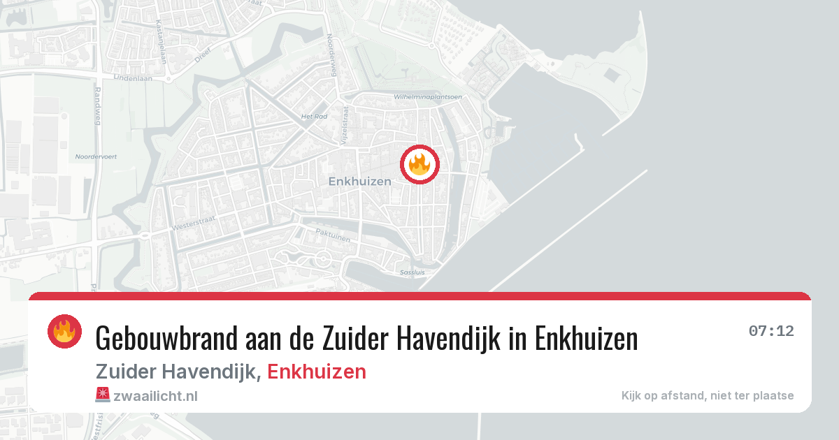 Gebouwbrand aan de Zuider Havendijk in Enkhuizen — 13 jun 2026
